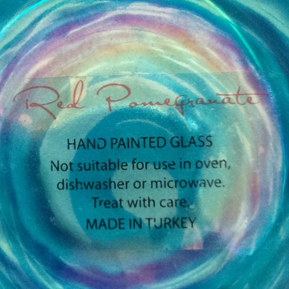 Red Pomegranate Turkish hand painted glass bowl - Picture 4 of 4